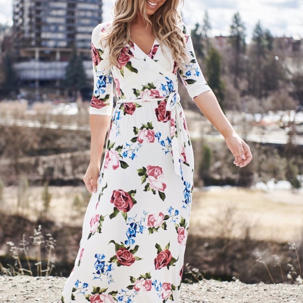 Floor length - white floral dress